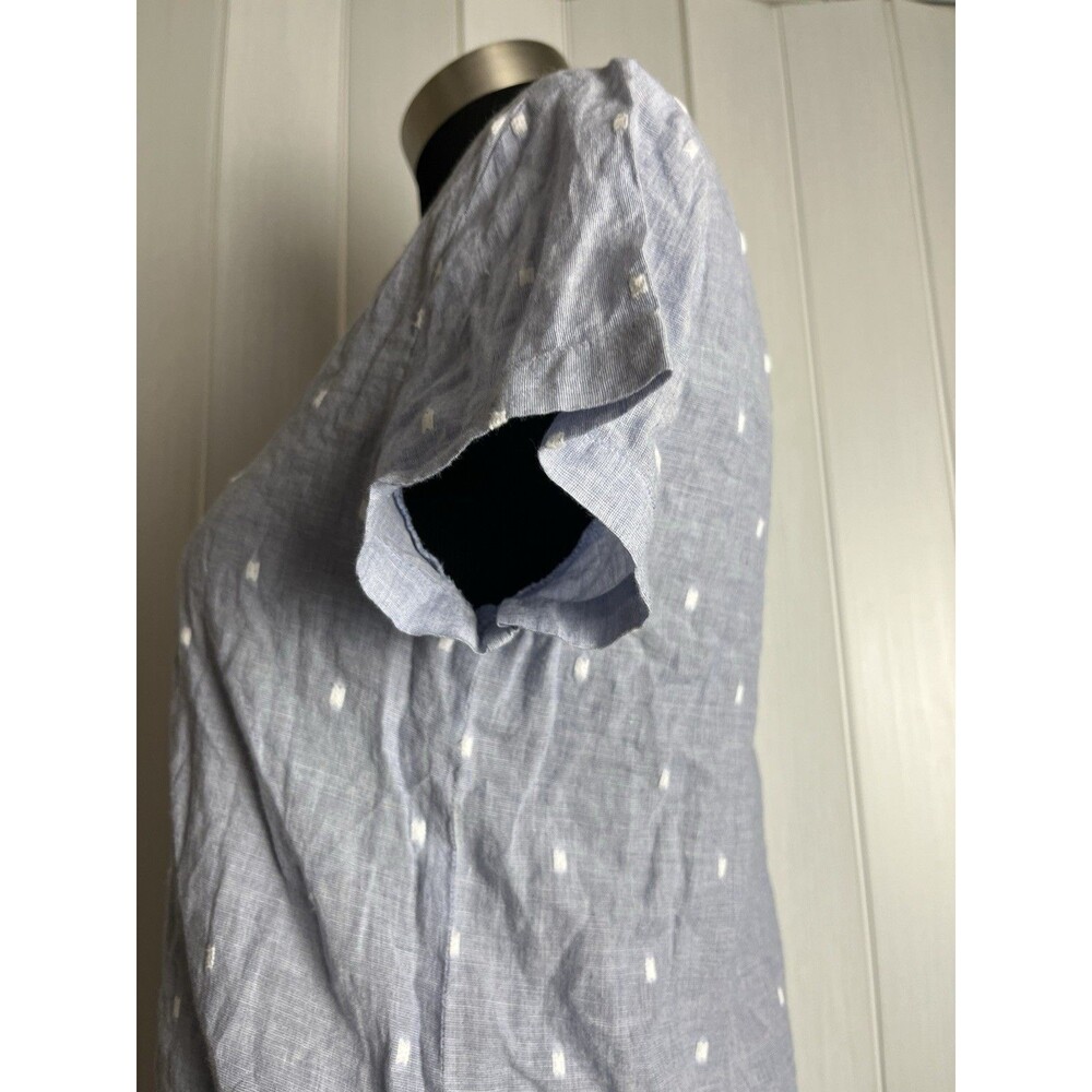Cloth & stone light blue v-Neck Blouse Short Sleeve Dot Motif Print Top Size XS - Picture 8 of 12